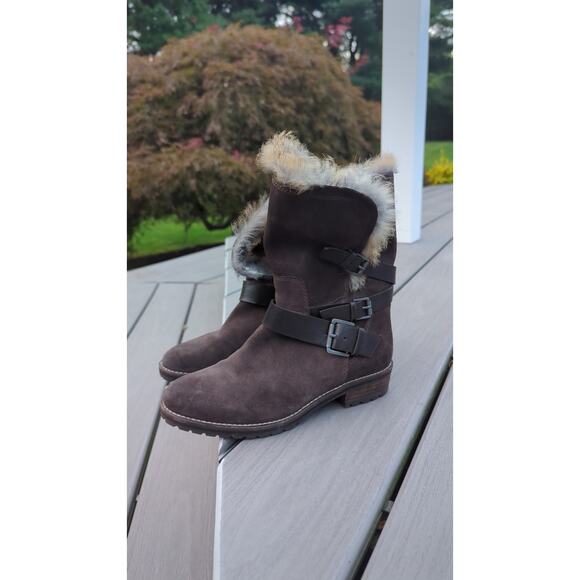 Andrew Marc Hudson brown Suede Buckle boots 6.5  Size 6 1/2 - Picture 10 of 16